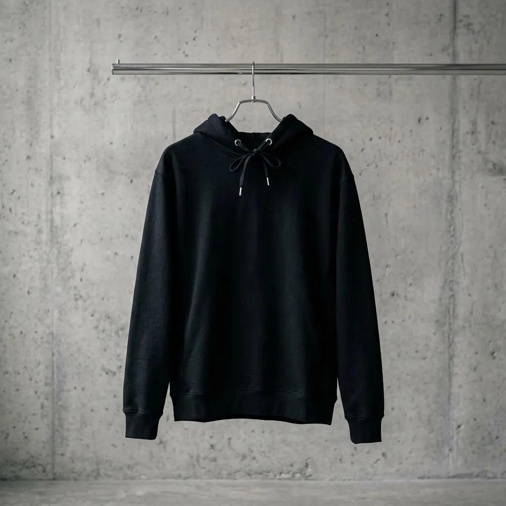 Black Saint Marlo hoodie on a chrome rack